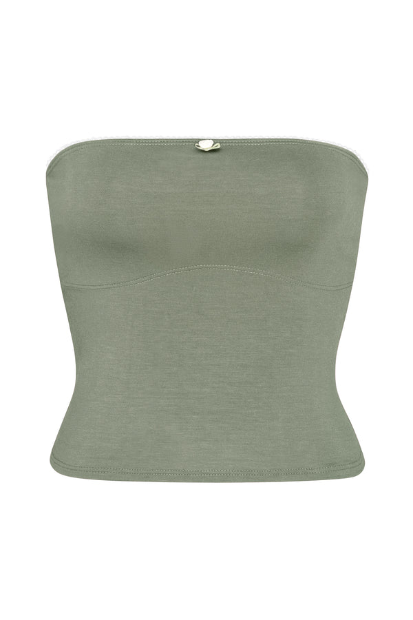LINED CONTOUR TUBE TOP IN SAGE